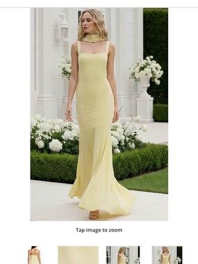 Badgley Mischka Lemon Yellow Chiffon Maxi Gown